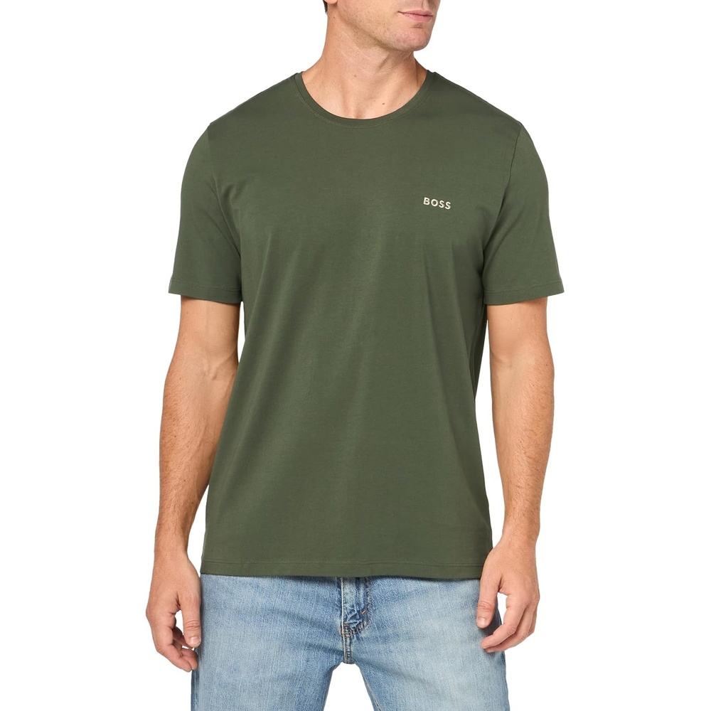image:imageBOSS Mens MixampMatch Crewneck Cotton Lounge TShirtPine Forest Green