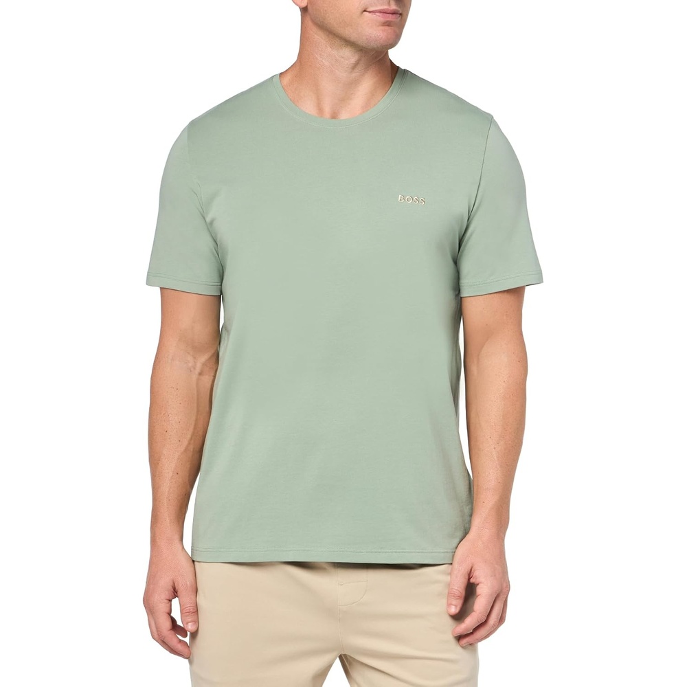 image:imageBOSS Mens MixampMatch Crewneck Cotton Lounge TShirtSeafoam Green