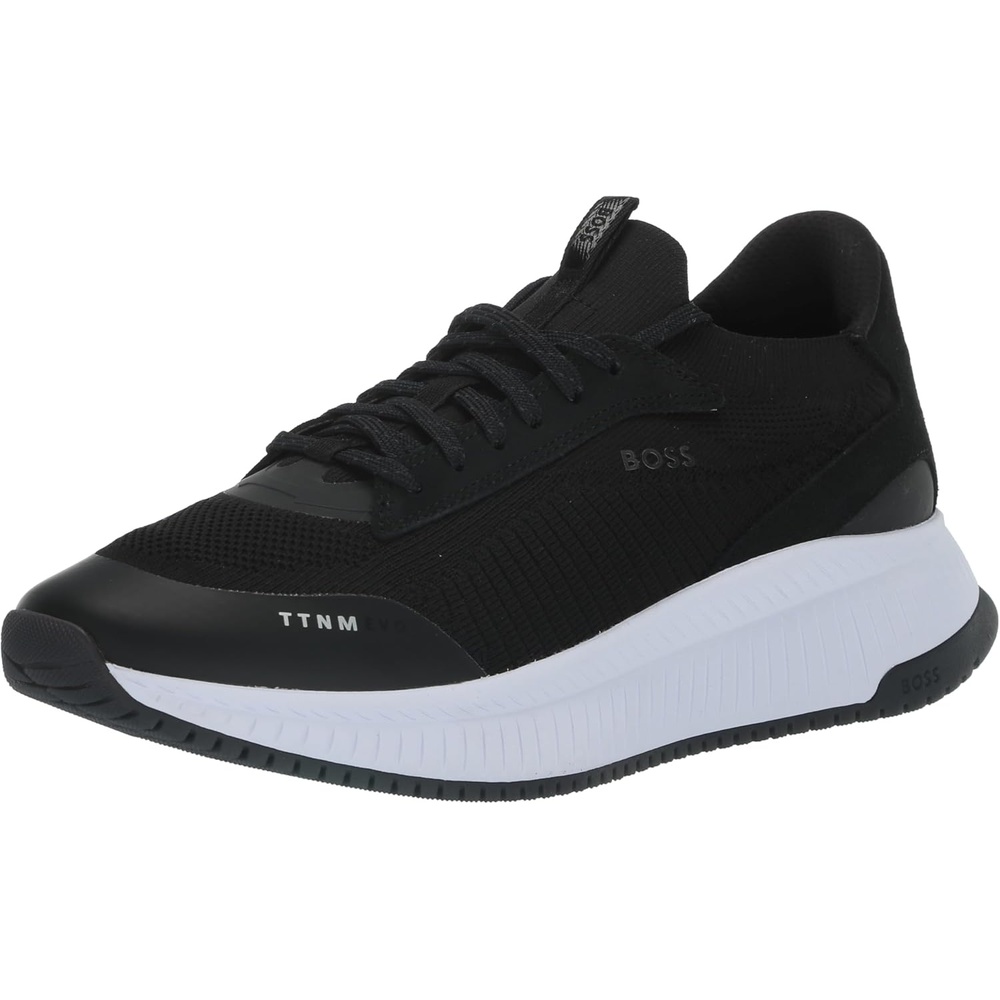 image:imageBOSS Mens Modern Knit Structure Running SneakerDeep BlackCharcoal Black