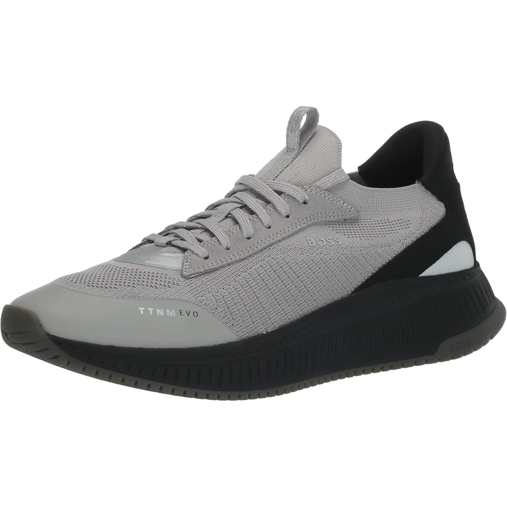 image:imageBOSS Mens Modern Knit Structure Running SneakerDeep BlackMarble Grey
