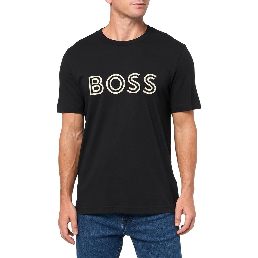 image:imageBOSS Mens Outlined Logo Crew Neck TShirtBlack Currant
