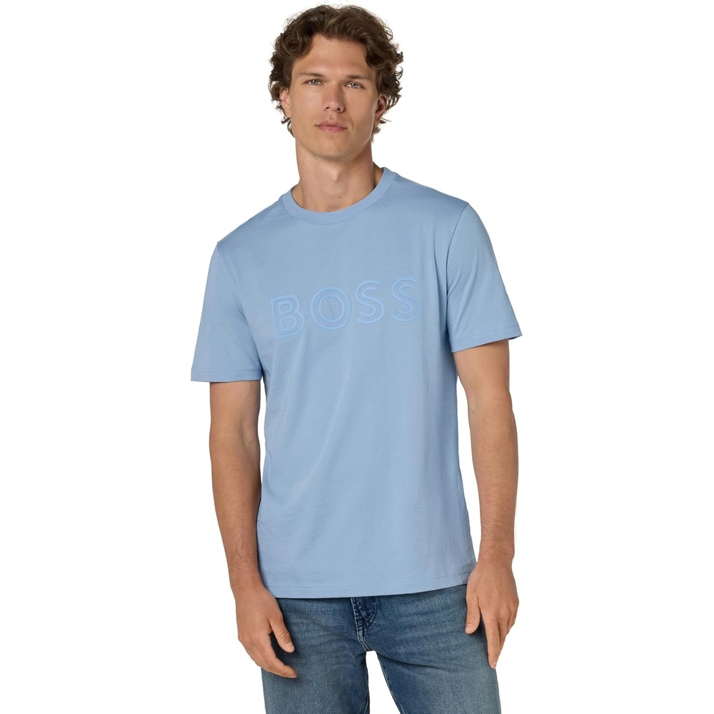 image:imageBOSS Mens Outlined Logo Crew Neck TShirtExplorer Blue
