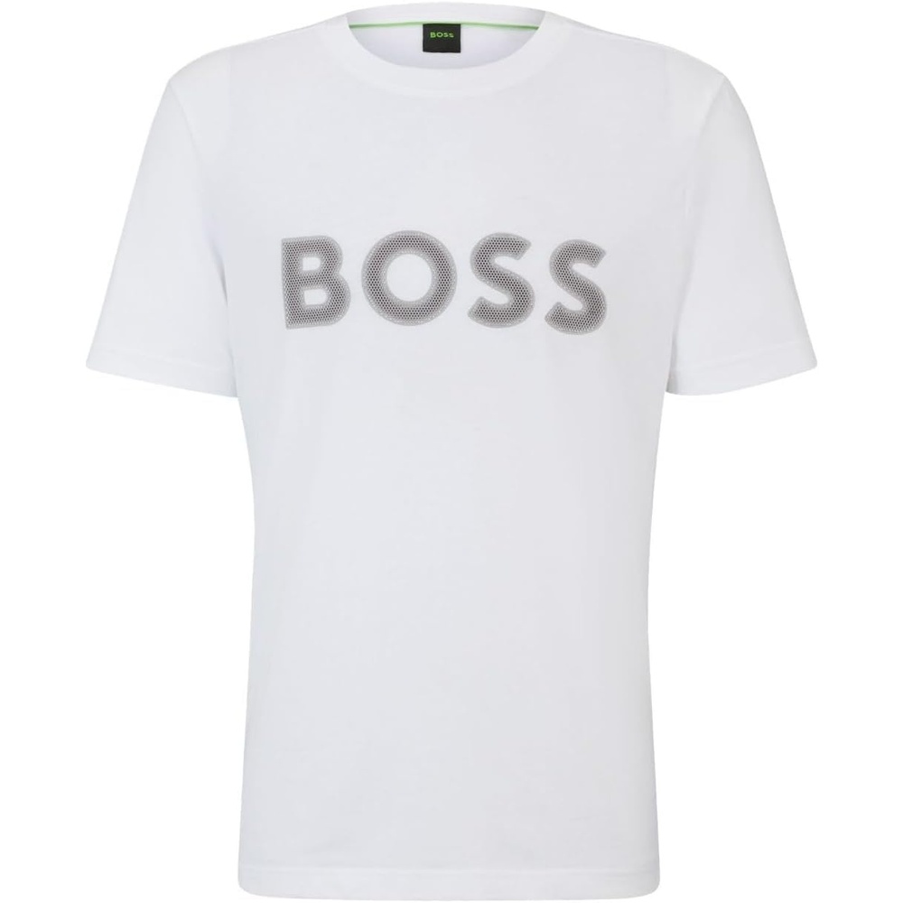 image:imageBOSS Mens Outlined Logo Crew Neck TShirtWhite Salt
