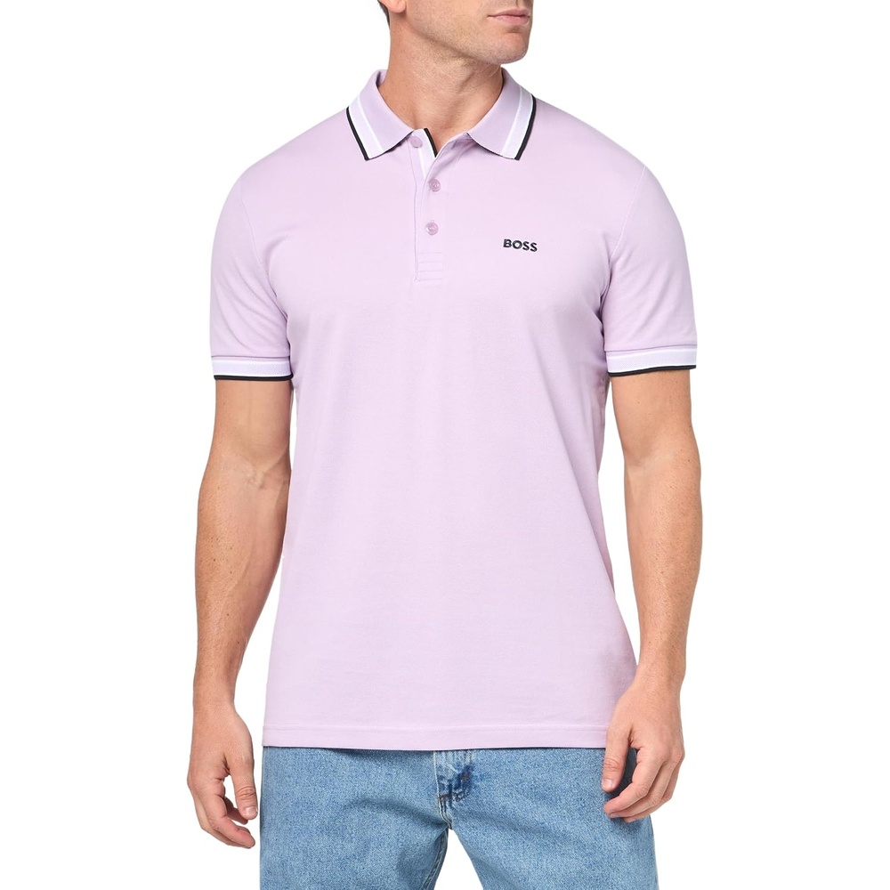 image:imageBOSS Mens Paddy Short Sleeve Polo ShirtLavender Cream