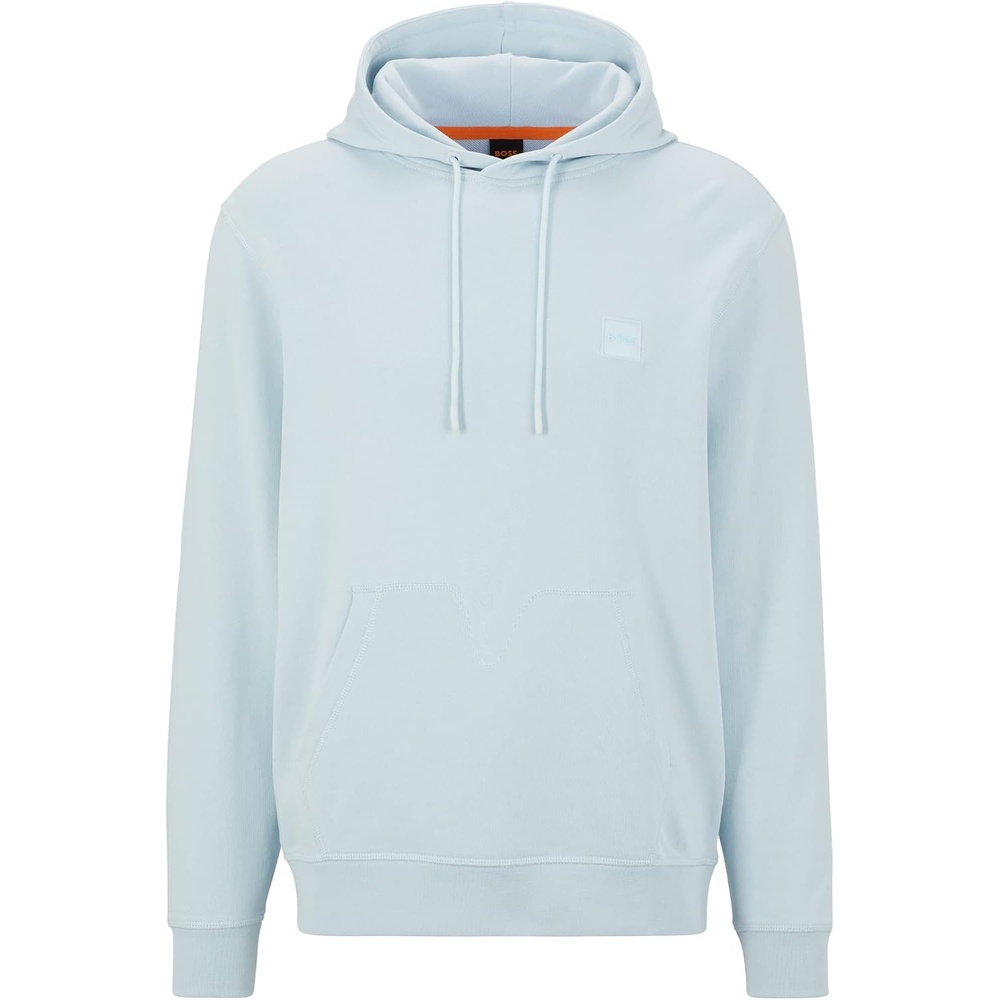 image:imageBOSS Mens Patch Logo French Terry Pullover Hooded Cotton SweatshirtArtic Blue