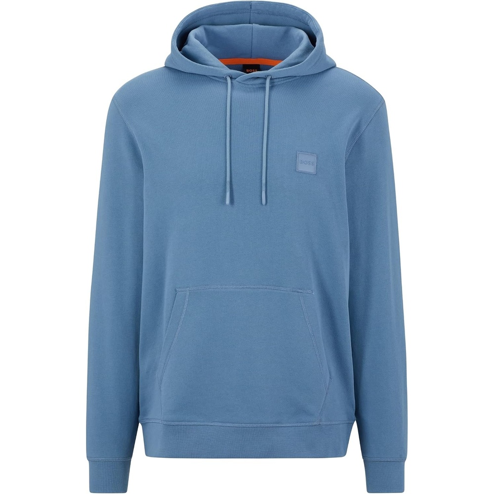 image:imageBOSS Mens Patch Logo French Terry Pullover Hooded Cotton SweatshirtChambray Blue