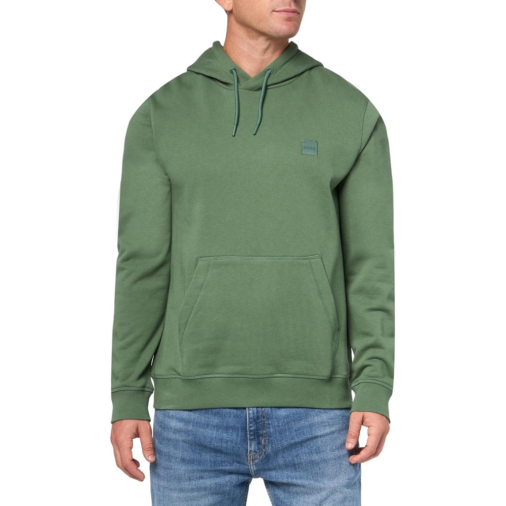 image:imageBOSS Mens Patch Logo French Terry Pullover Hooded Cotton SweatshirtLettuce Green