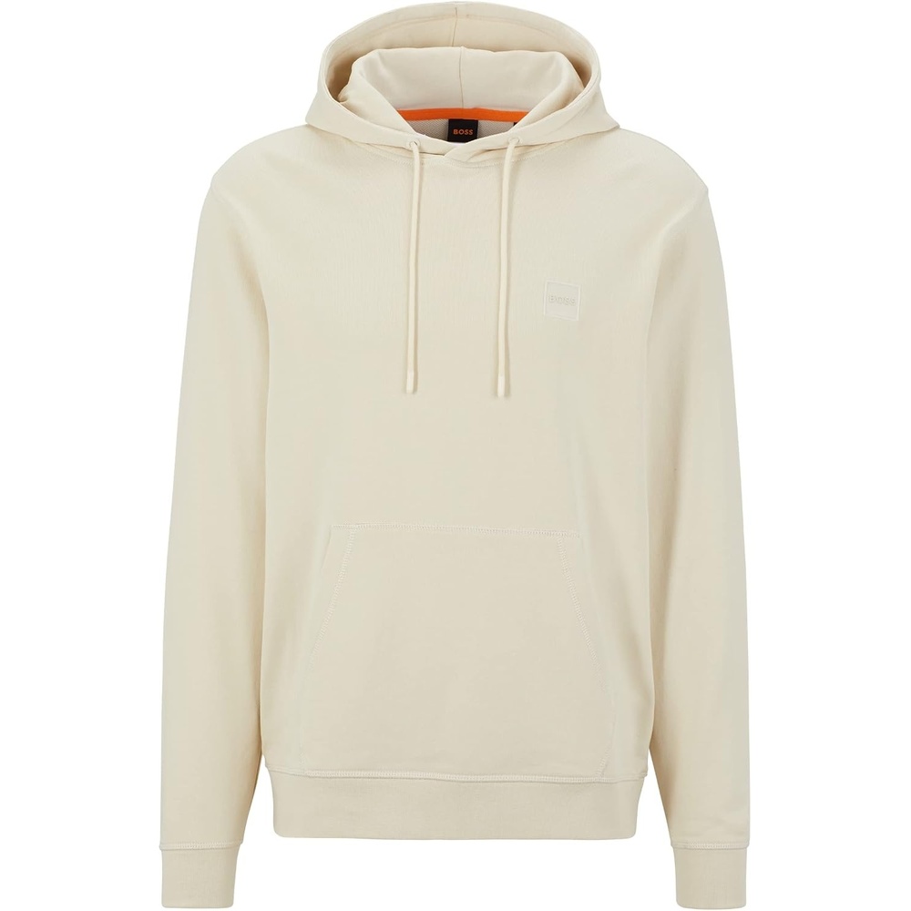 image:imageBOSS Mens Patch Logo French Terry Pullover Hooded Cotton SweatshirtLight Sand