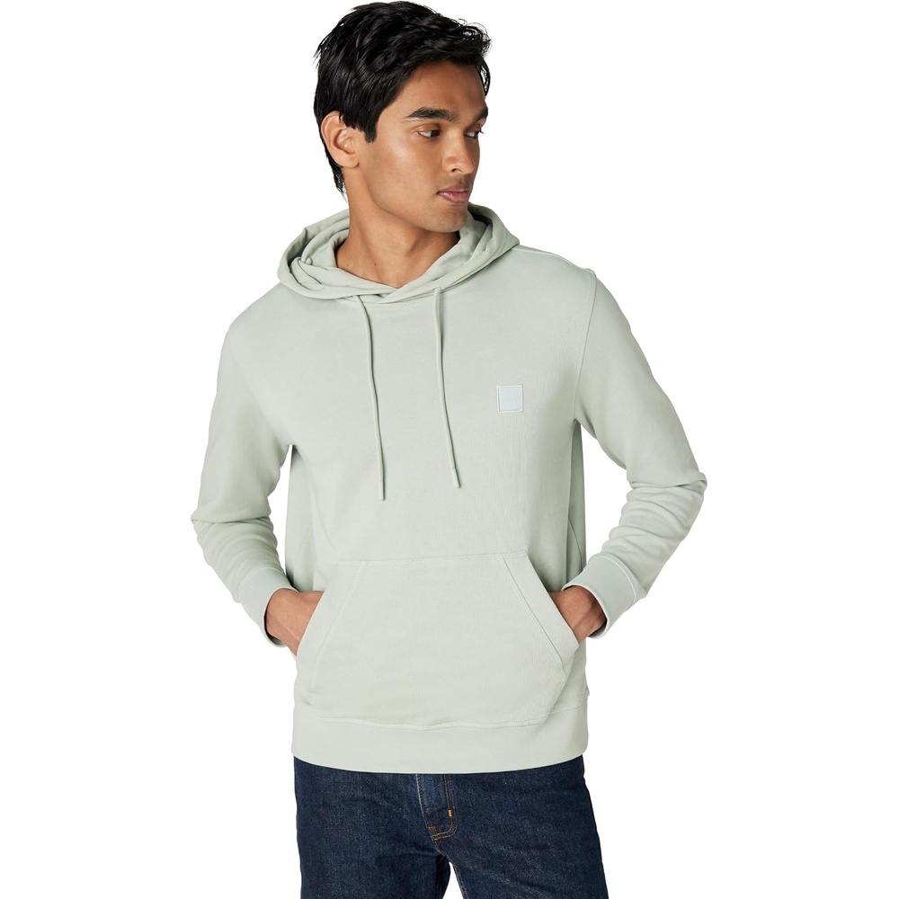 image:imageBOSS Mens Patch Logo French Terry Pullover Hooded Cotton SweatshirtPuritan Grey