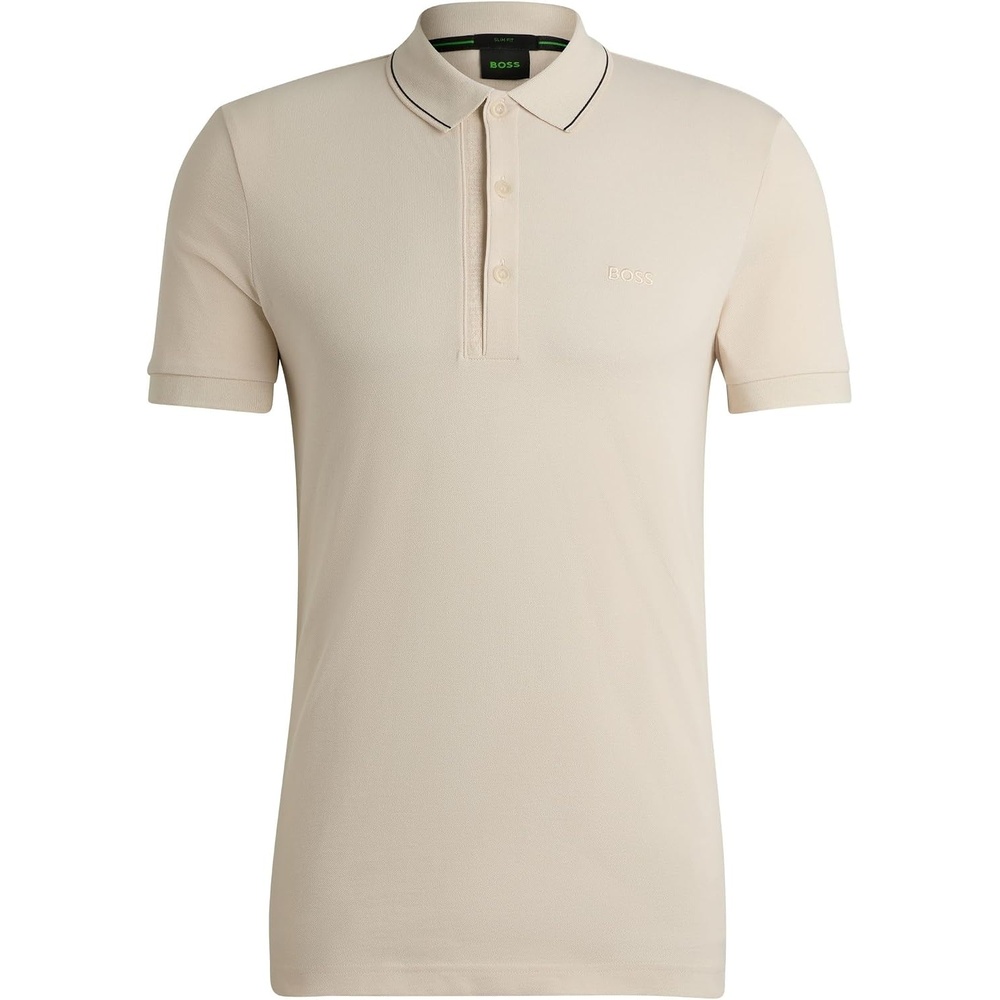 image:imageBOSS Mens Paule 4 Slim Fit Cotton Pique Polo Shirt with Tonal LogoWhite