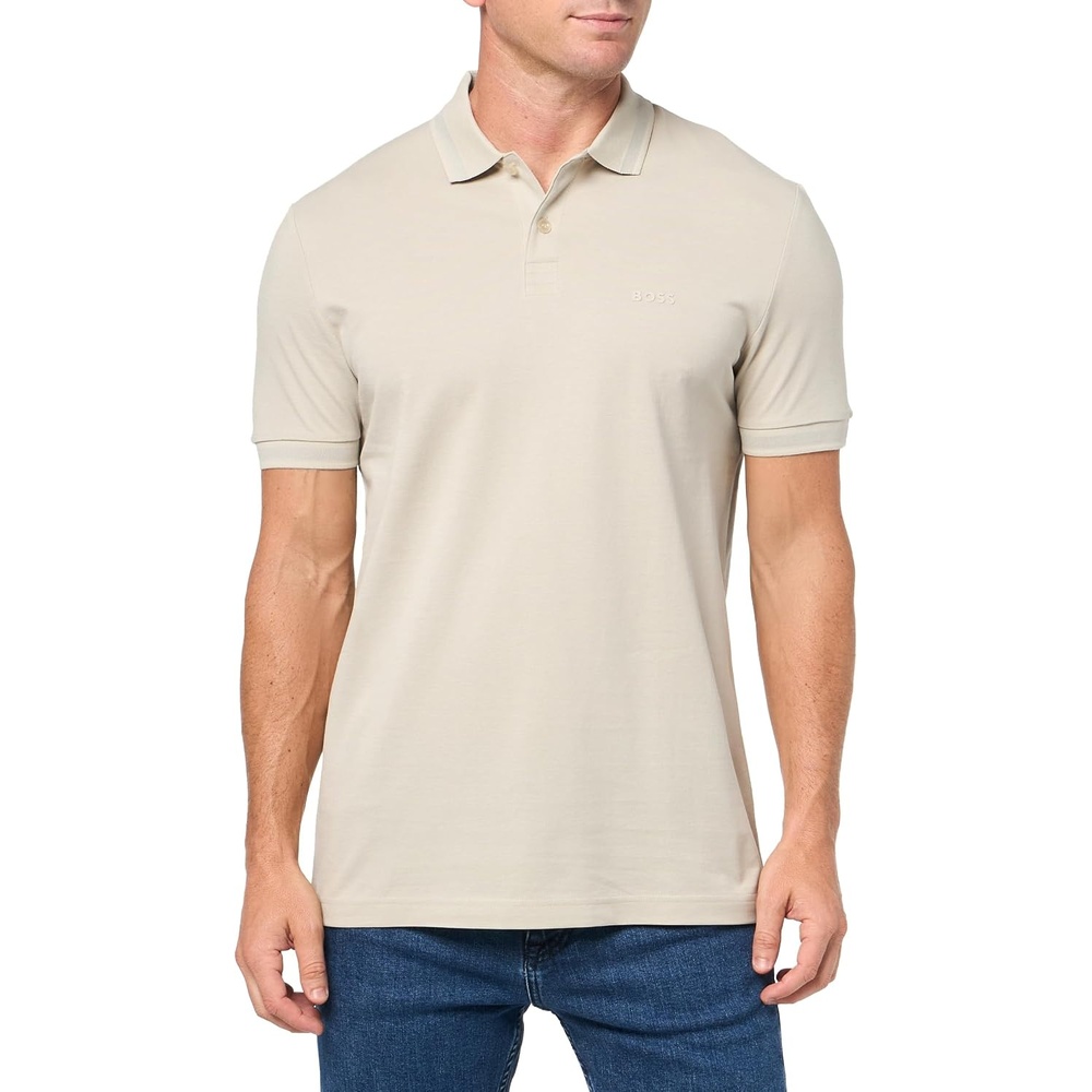 image:imageBOSS Mens Pio Sporty Tonal Collar PoloOat Cream