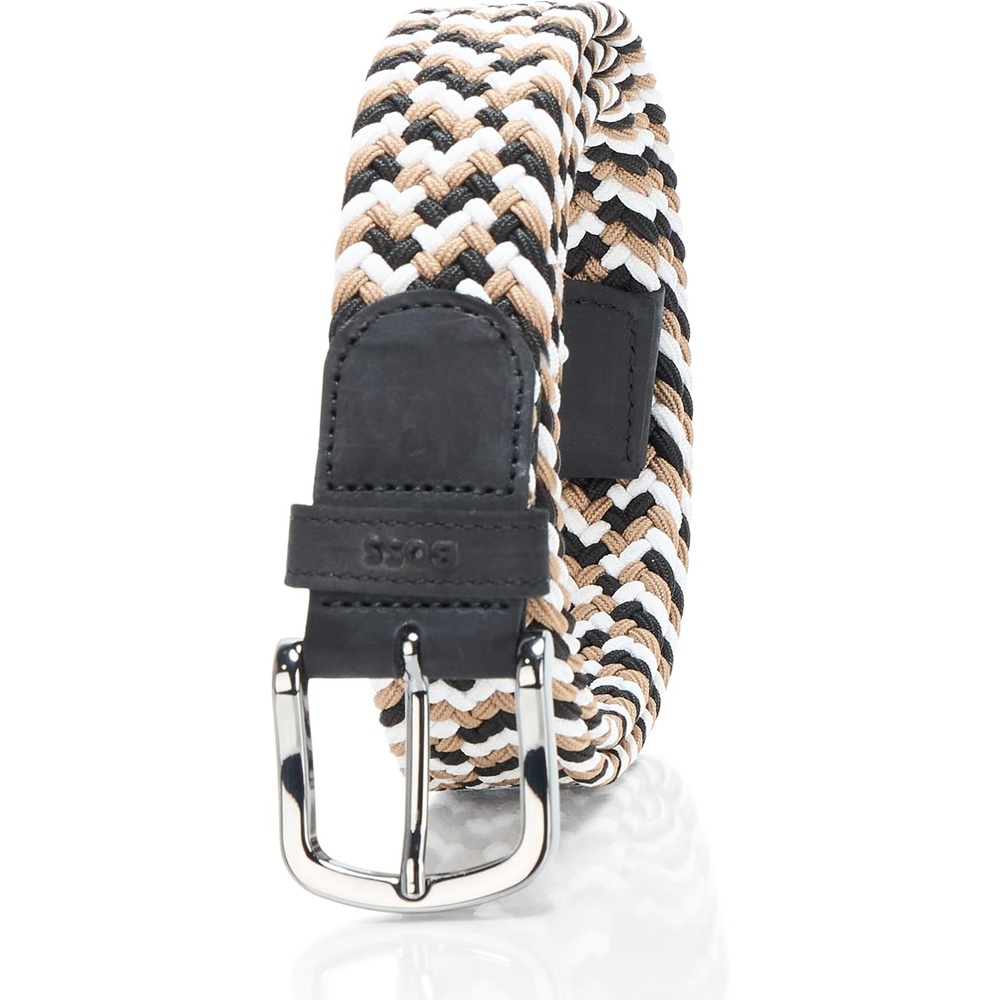 image:imageBOSS Mens Sash Woven Stretch BeltBlackCamelWhite