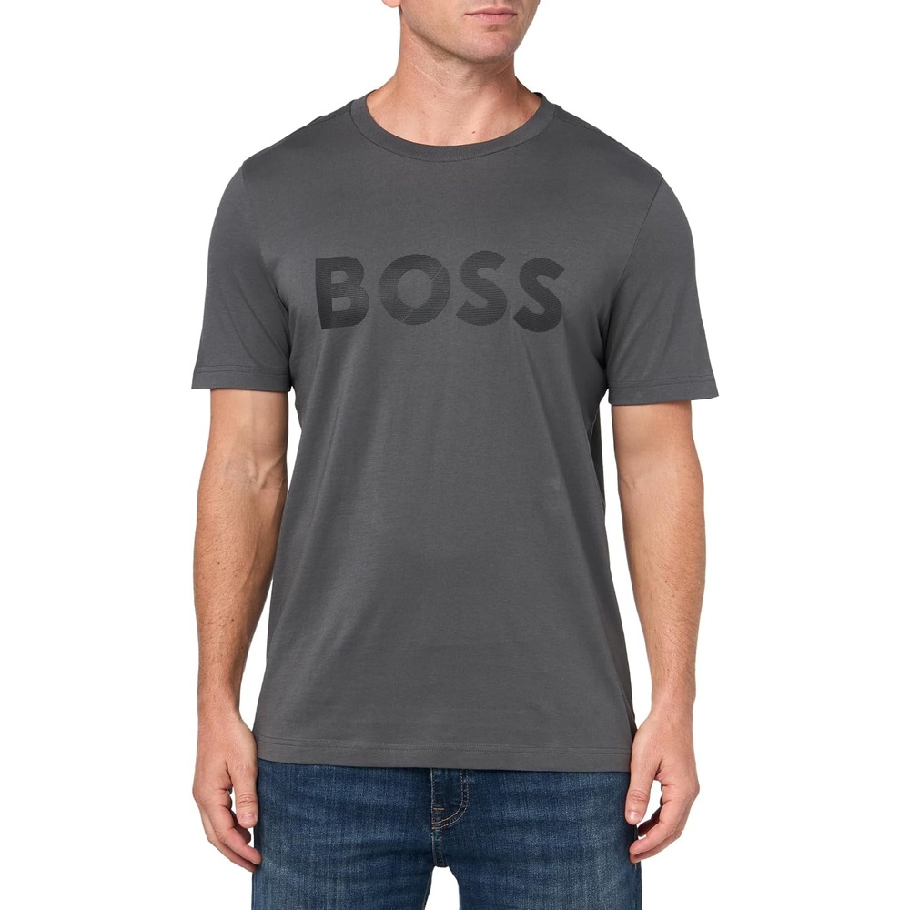 image:imageBOSS Mens Shade Embossed Logo Cotton TShirtLava Smoke