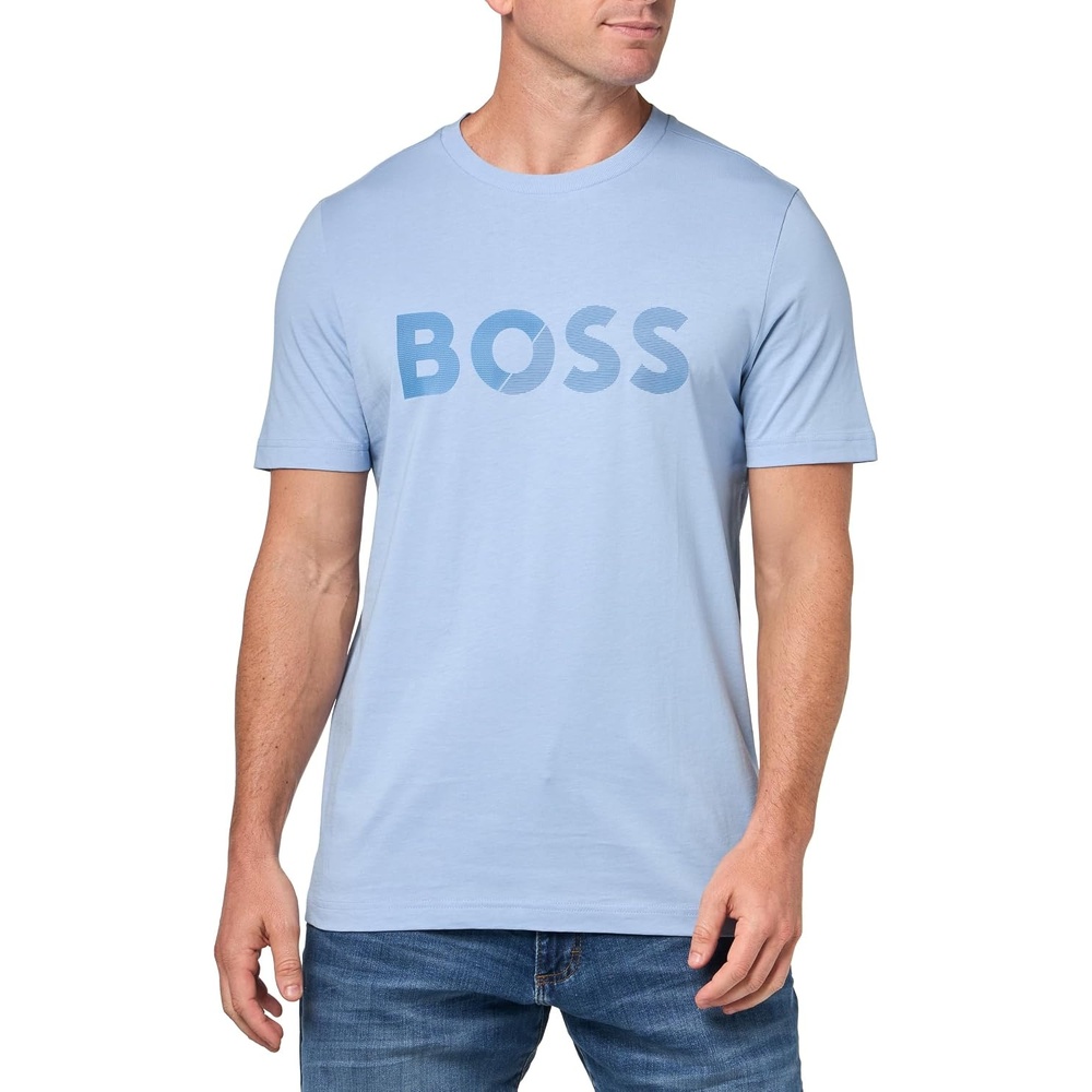 image:imageBOSS Mens Shade Embossed Logo Cotton TShirtNiagara Mist