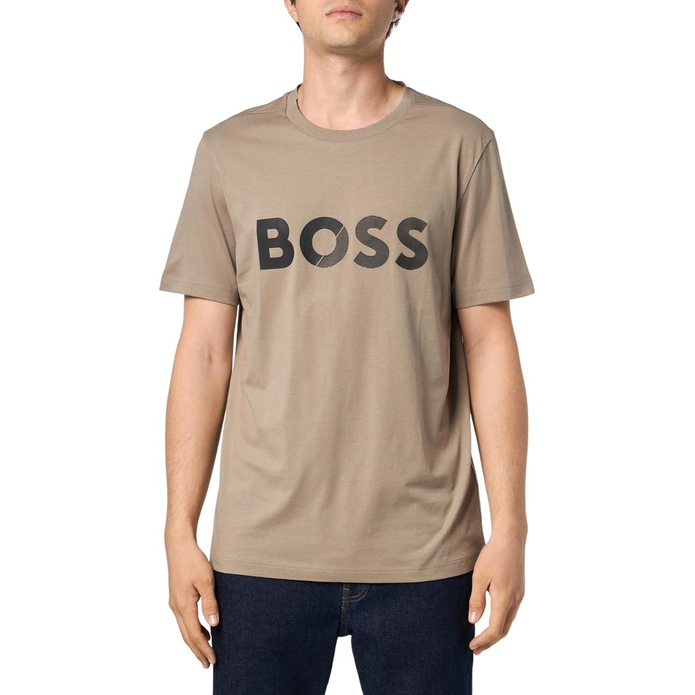 image:imageBOSS Mens Shade Embossed Logo Cotton TShirtTeak Beige