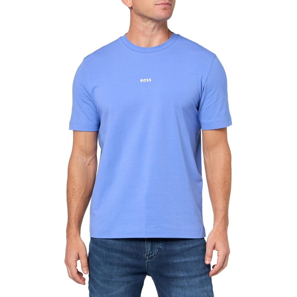 image:imageBOSS Mens Small Chest Logo Regular Fit Cotton TShirtBaja Blue1