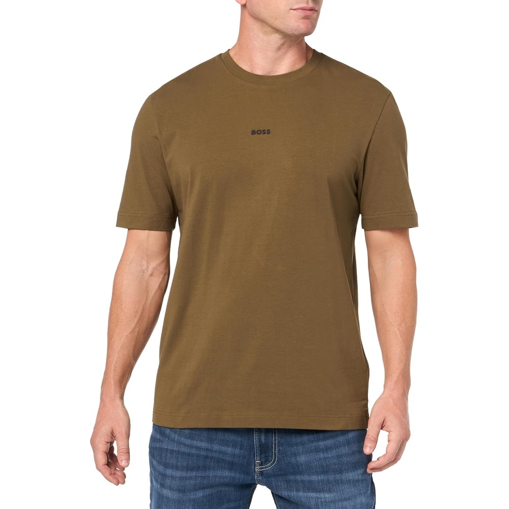 image:imageBOSS Mens Small Chest Logo Regular Fit Cotton TShirtBeech Green