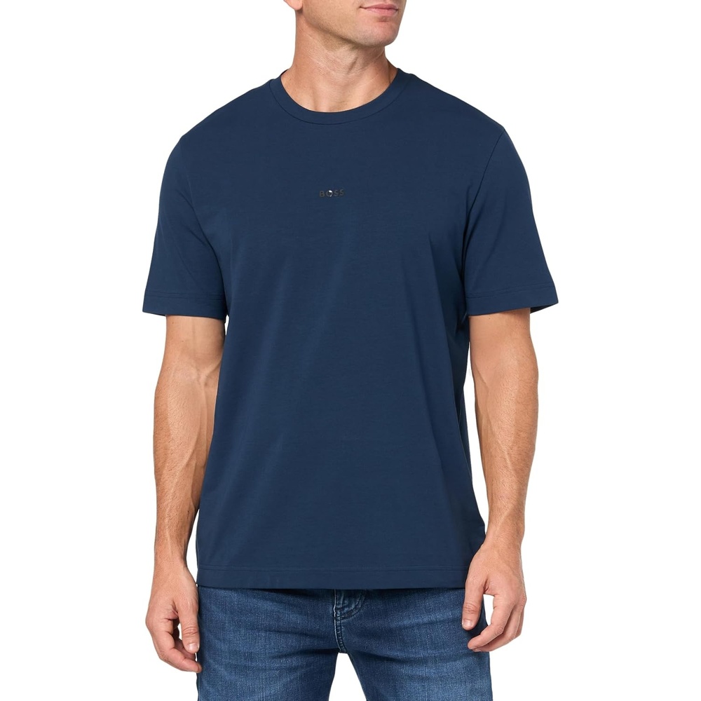 image:imageBOSS Mens Small Chest Logo Regular Fit Cotton TShirtBlueberry Blue