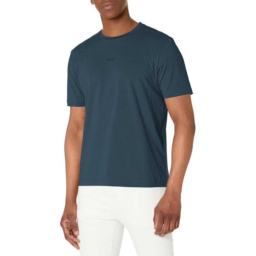 image:imageBOSS Mens Small Chest Logo Regular Fit Cotton TShirtDark Teal Green