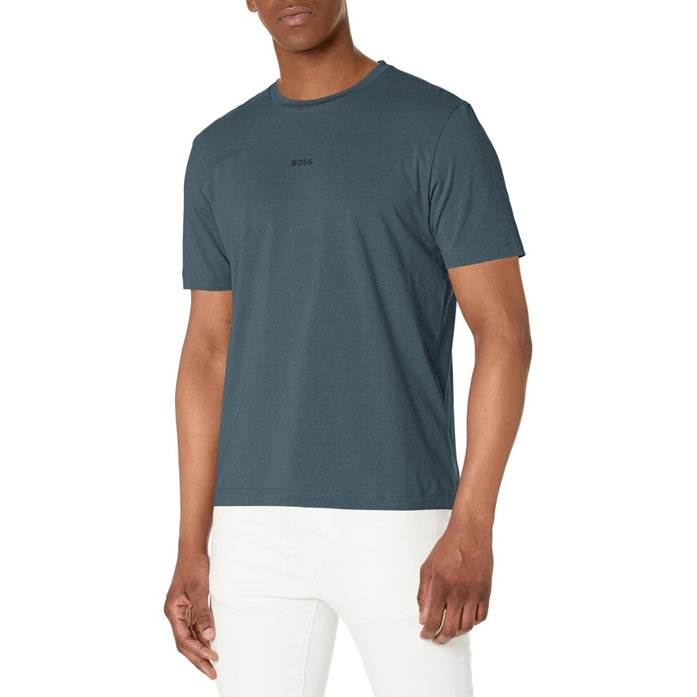 image:imageBOSS Mens Small Chest Logo Regular Fit Cotton TShirtDark Teal Green1