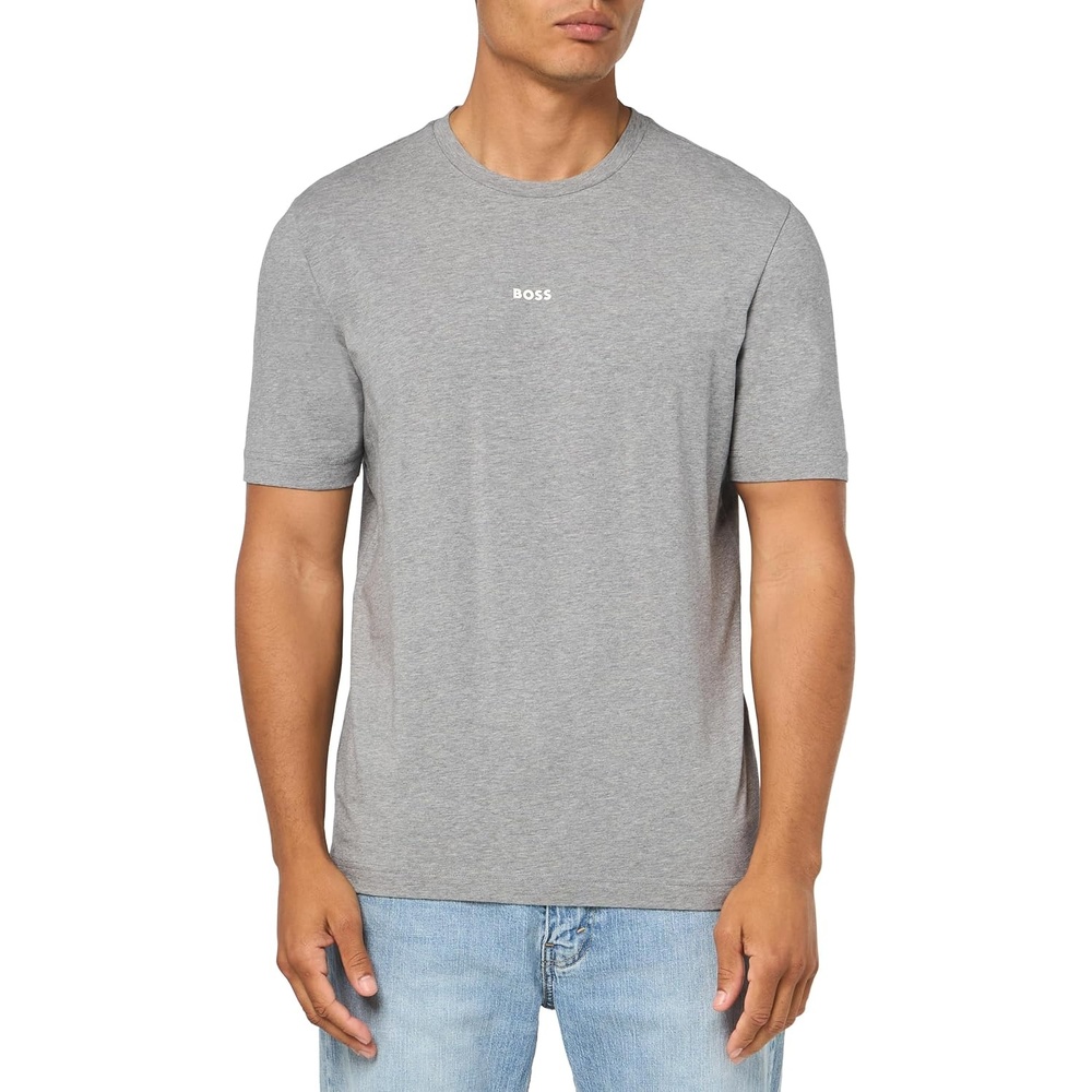 image:imageBOSS Mens Small Chest Logo Regular Fit Cotton TShirtHigh Rise Grey