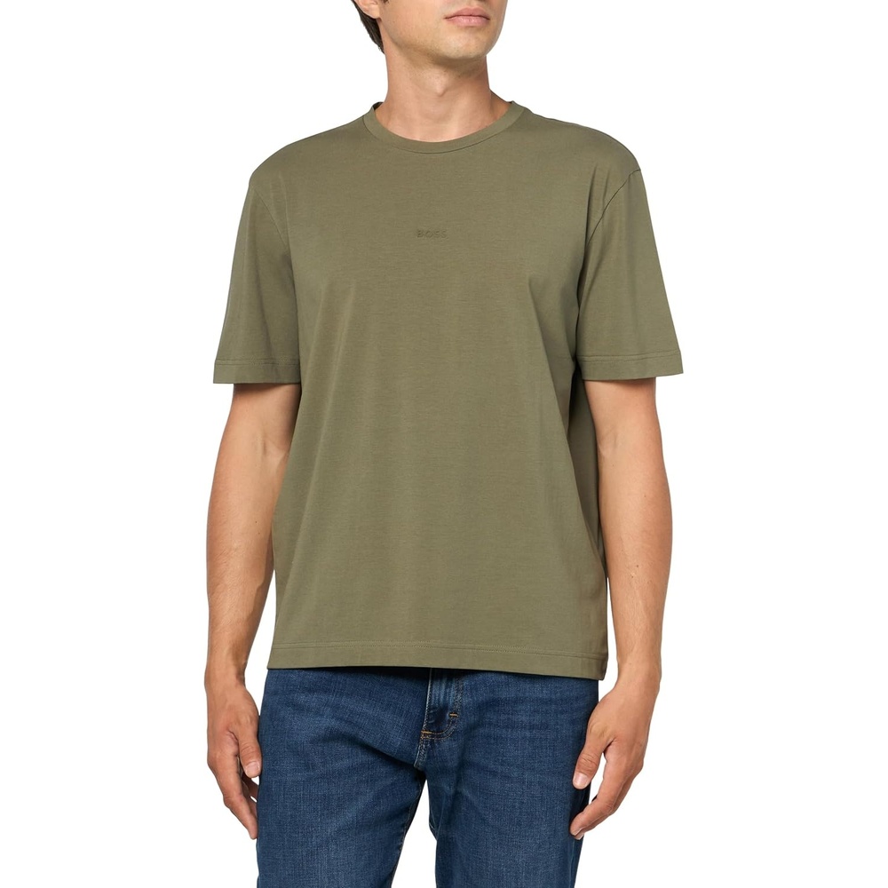 image:imageBOSS Mens Small Chest Logo Regular Fit Cotton TShirtKalamata Green