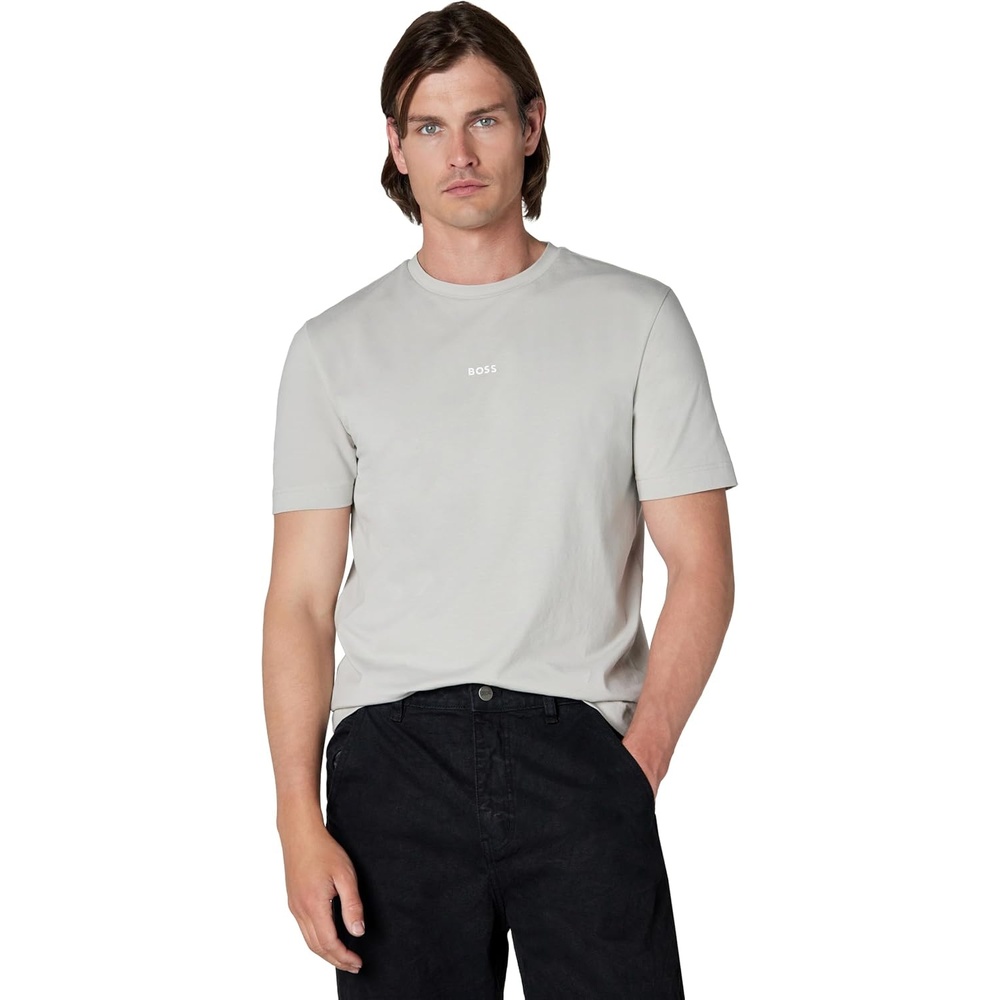 image:imageBOSS Mens Small Chest Logo Regular Fit Cotton TShirtLight Dove Grey