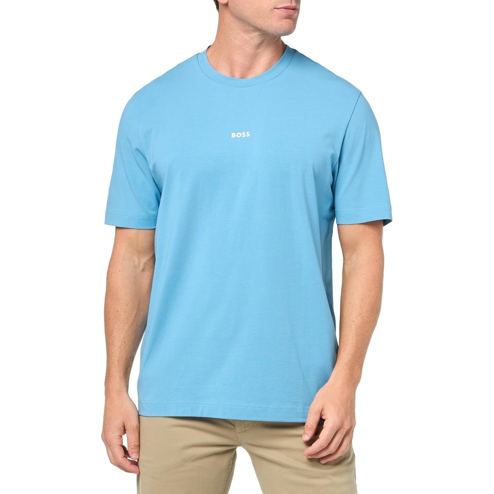 image:imageBOSS Mens Small Chest Logo Regular Fit Cotton TShirtNiagara Blue