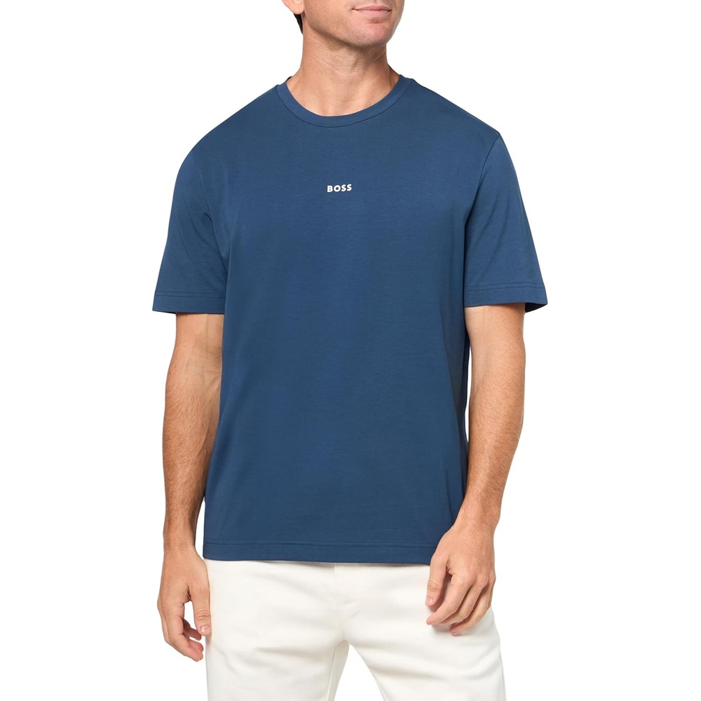 image:imageBOSS Mens Small Chest Logo Regular Fit Cotton TShirtPacific Blue