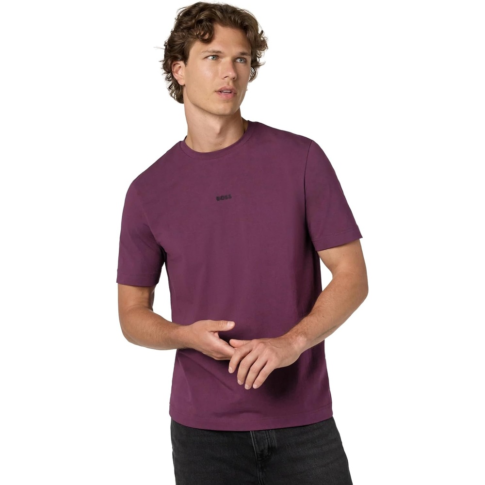 image:imageBOSS Mens Small Chest Logo Regular Fit Cotton TShirtPotent Purple