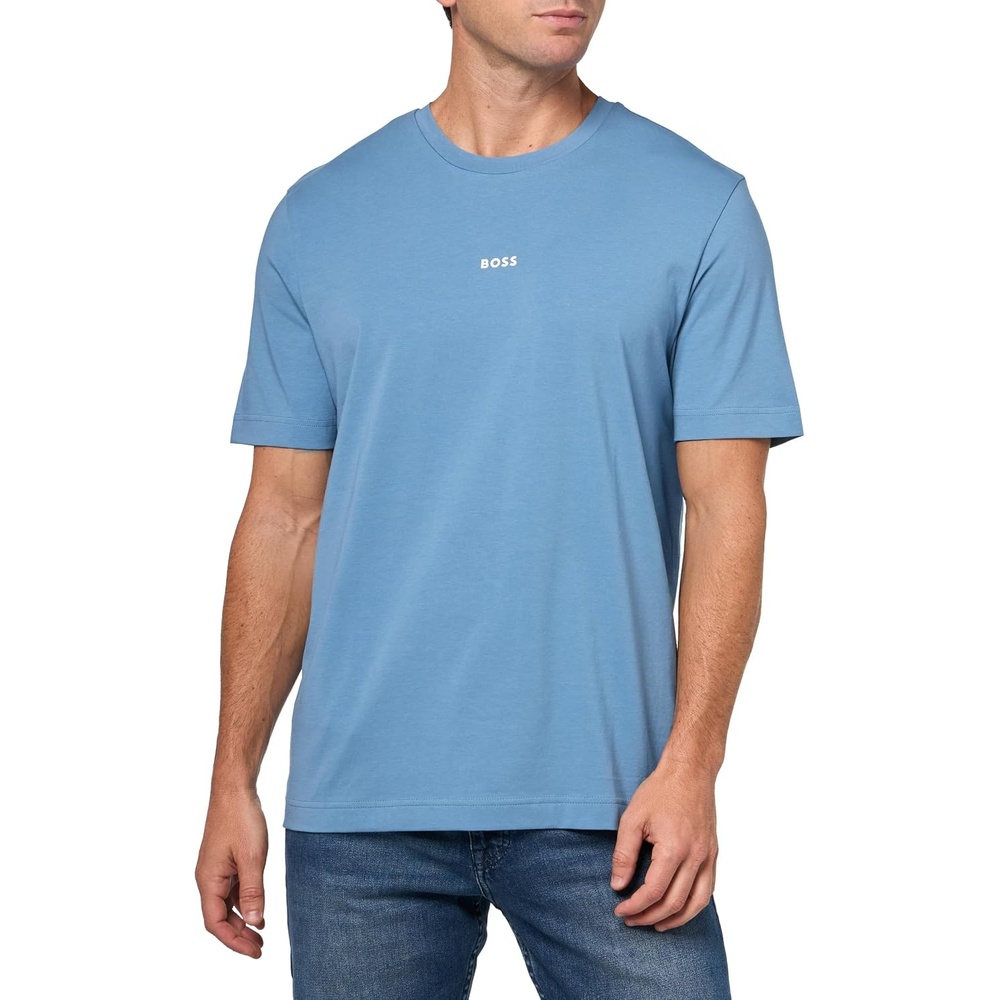 image:imageBOSS Mens Small Chest Logo Regular Fit Cotton TShirtQuartz Blue Fade