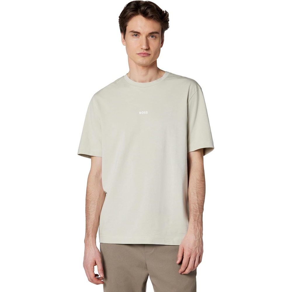 image:imageBOSS Mens Small Chest Logo Regular Fit Cotton TShirtStone Beige