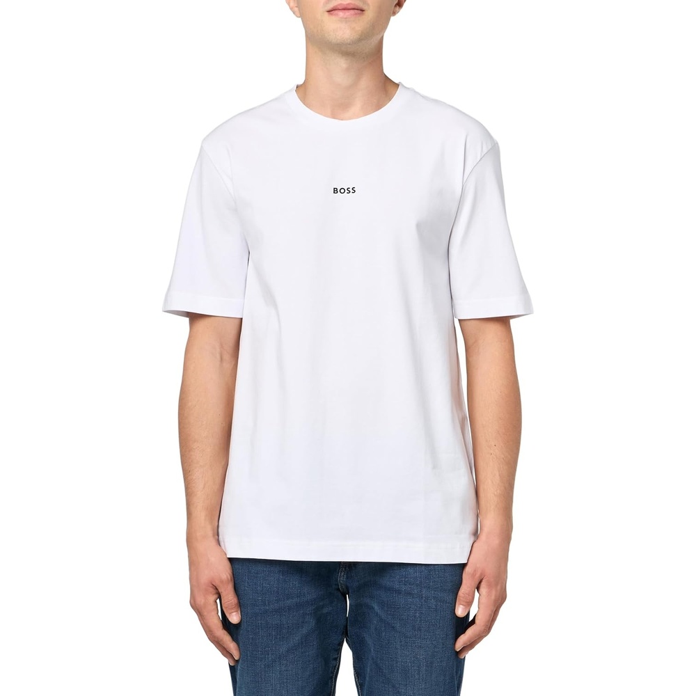 image:imageBOSS Mens Small Chest Logo Regular Fit Cotton TShirtWhite Snow