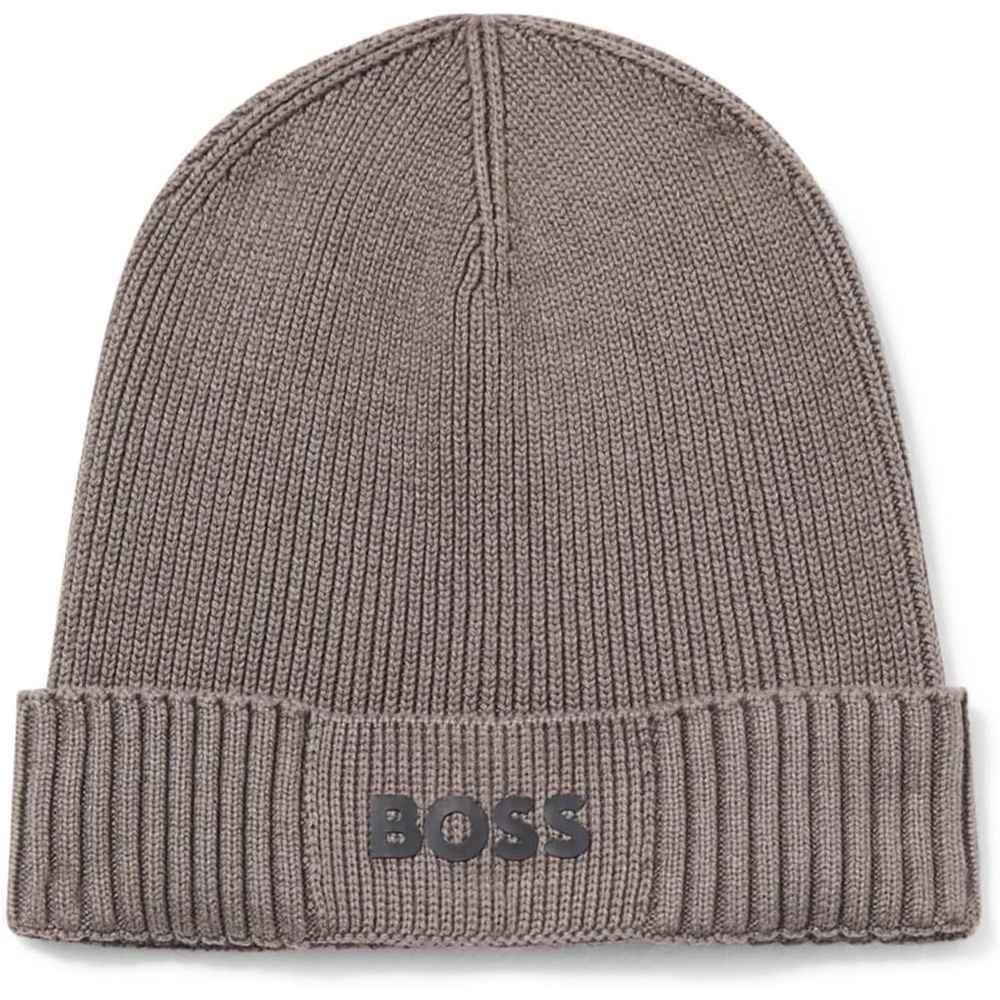 image:imageBOSS Mens Small Logo Cotton Blend Knit HatCharcoal Grey