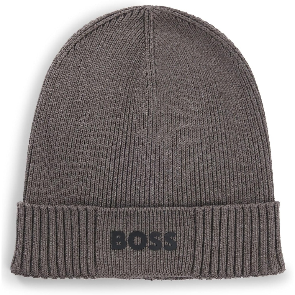 image:imageBOSS Mens Small Logo Cotton Blend Knit HatLightPastel Grey