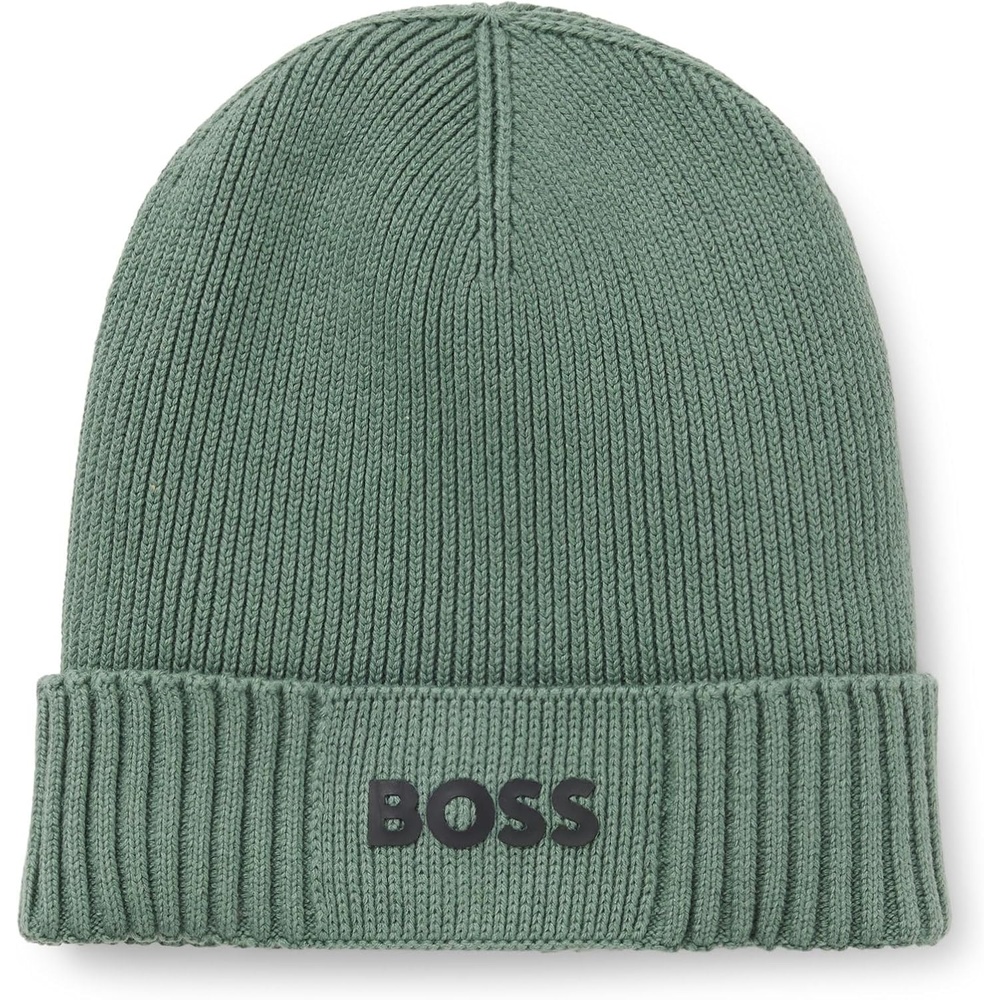 image:imageBOSS Mens Small Logo Cotton Blend Knit HatOpen Green