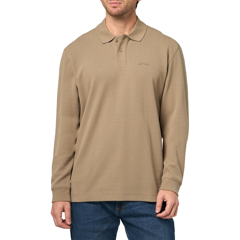 image:imageBOSS Mens Small Logo Long Sleeve Polo ShirtOlive Night