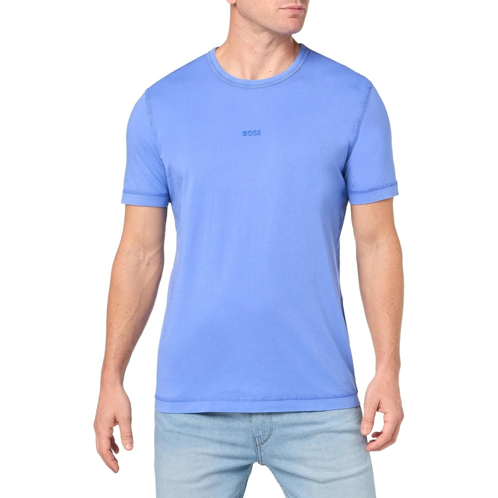 image:imageBOSS Mens Small Tonal Logo Regular Fit Jersey TShirtBaja Blue