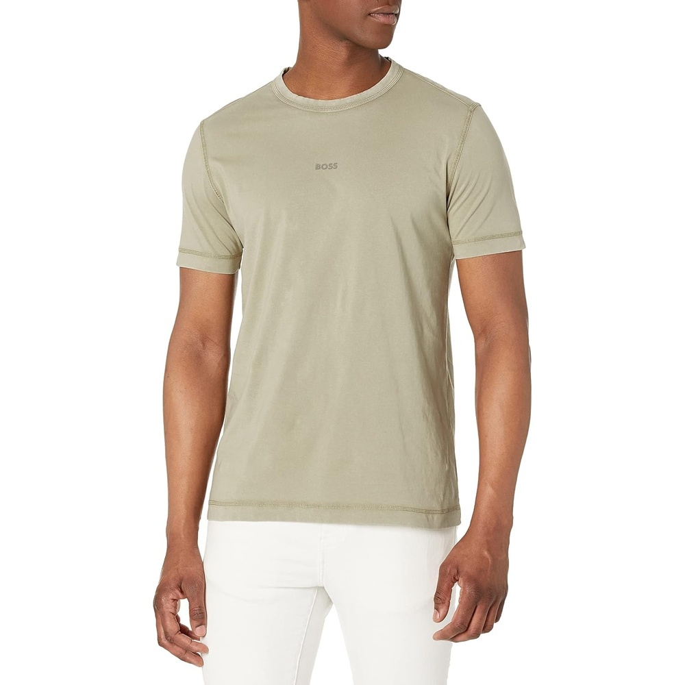 image:imageBOSS Mens Small Tonal Logo Regular Fit Jersey TShirtCoriander Beige