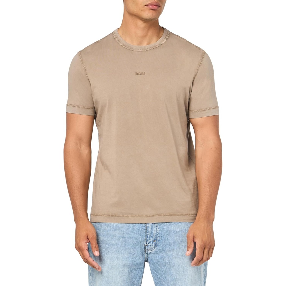image:imageBOSS Mens Small Tonal Logo Regular Fit Jersey TShirtDesert Taupe