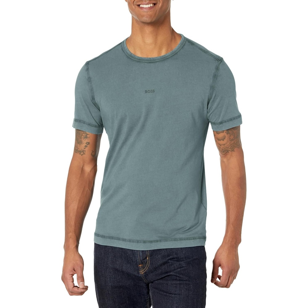 image:imageBOSS Mens Small Tonal Logo Regular Fit Jersey TShirtGoblin Green