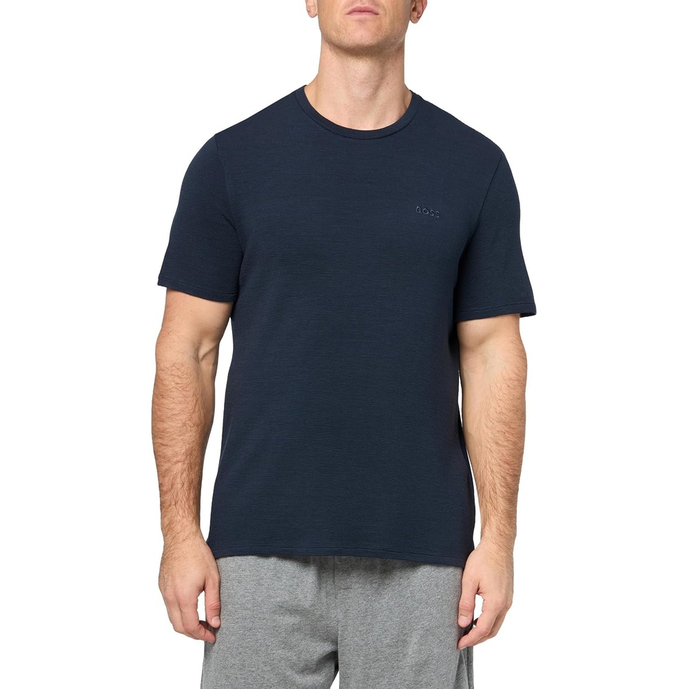 image:imageBOSS Mens Soft Ribbed Short Sleeve TShirtBlack Berry Blue