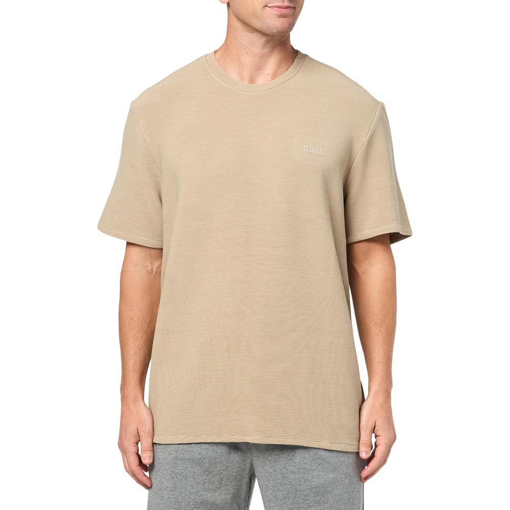 image:imageBOSS Mens Soft Ribbed Short Sleeve TShirtDessert Beige