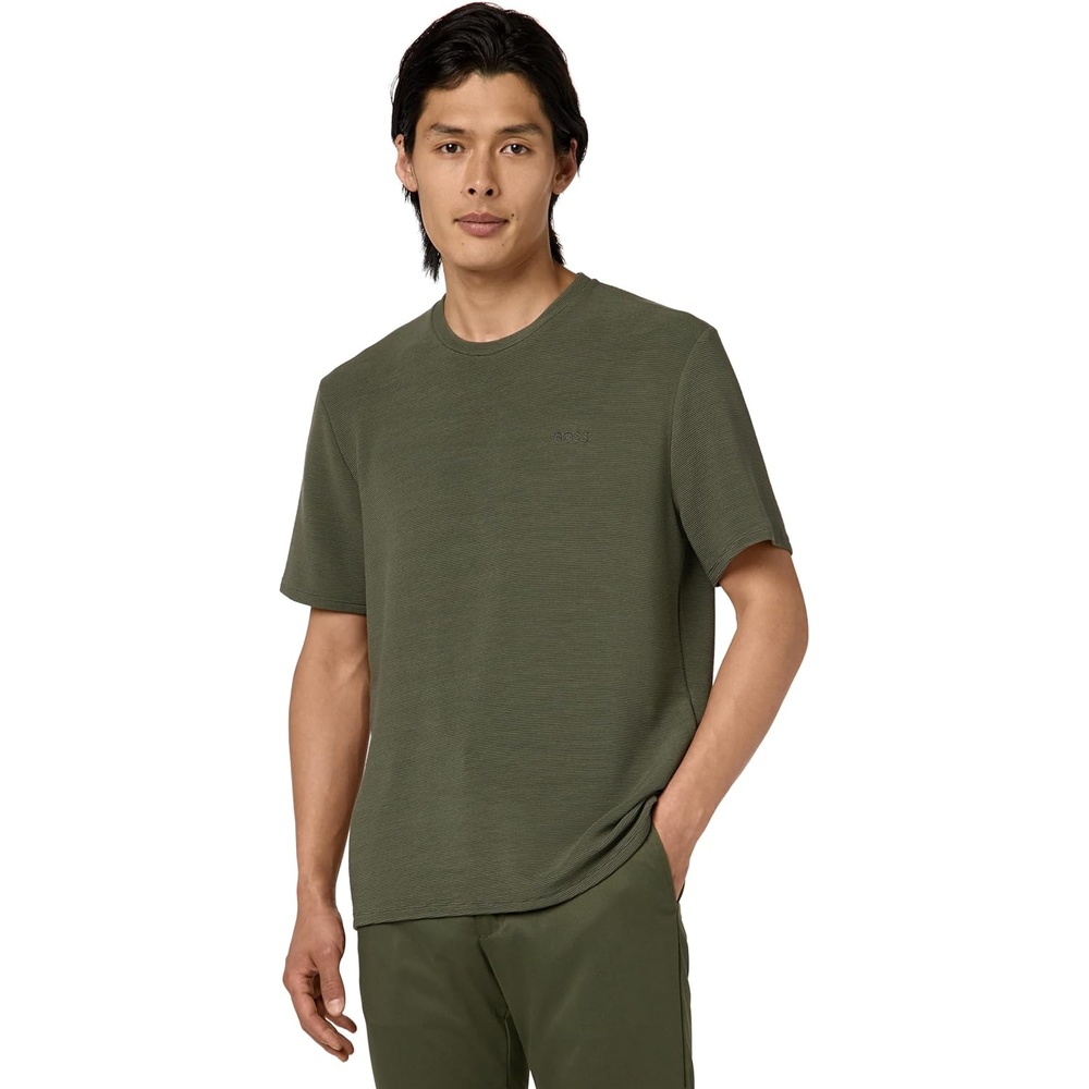 image:imageBOSS Mens Soft Ribbed Short Sleeve TShirtPewter Green