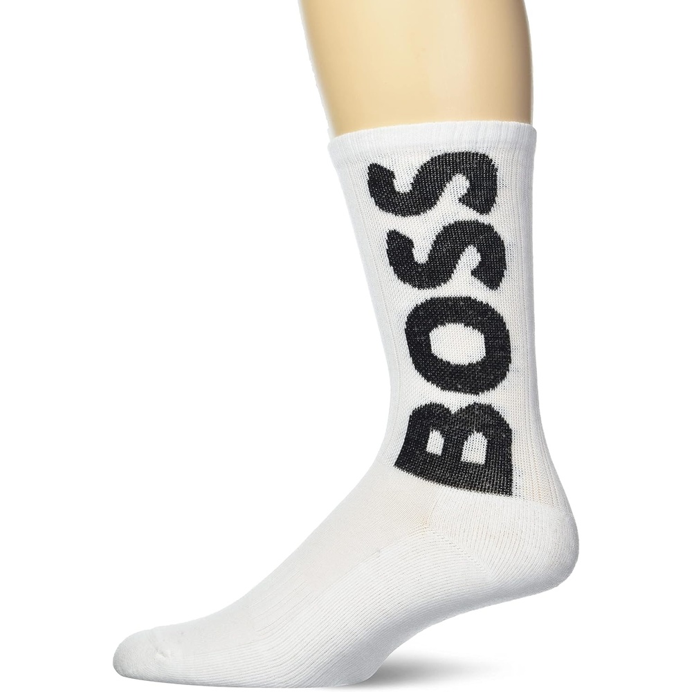 image:imageBOSS Mens Solid Big Logo Ribbed SocksWhite Soap