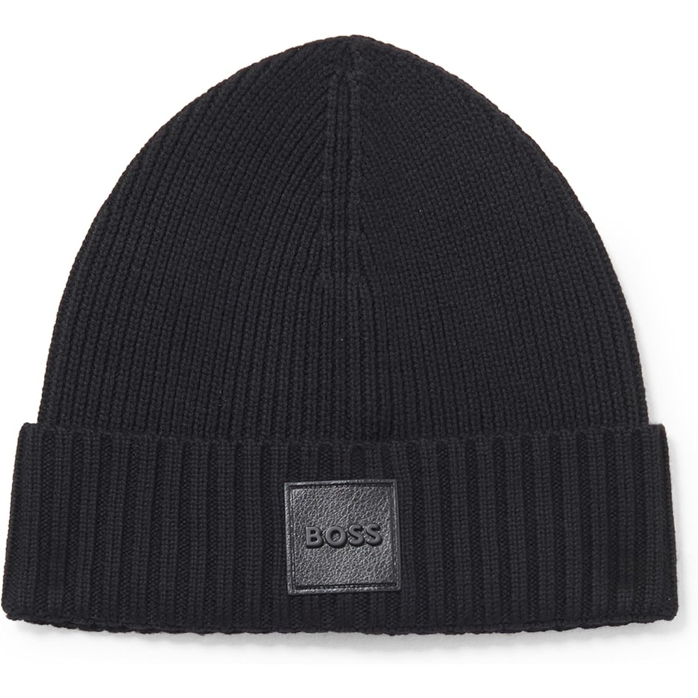 image:imageBOSS Mens Square Logo Knit HatBlack Crow