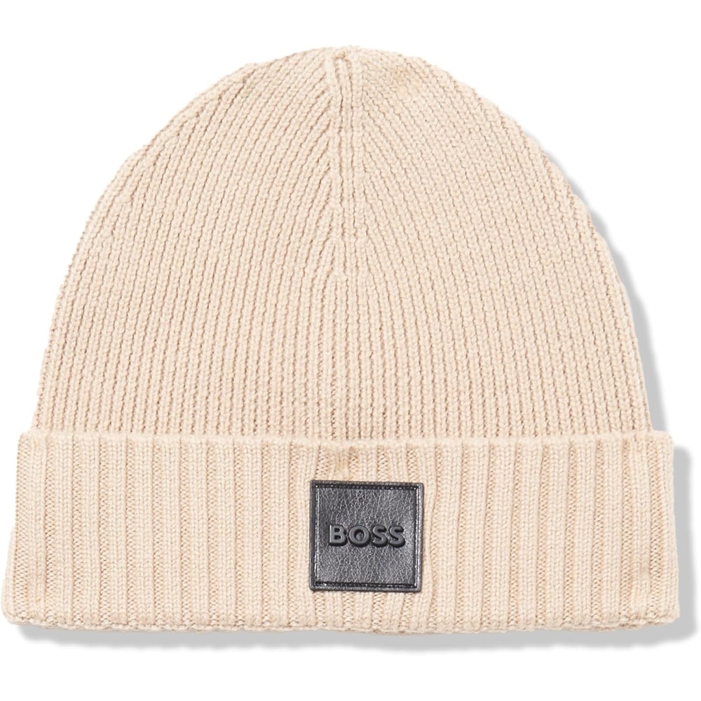image:imageBOSS Mens Square Logo Knit HatMilky Way