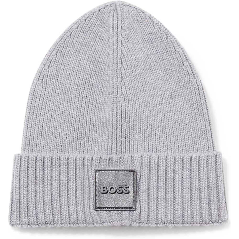 image:imageBOSS Mens Square Logo Knit HatMoonrock Grey