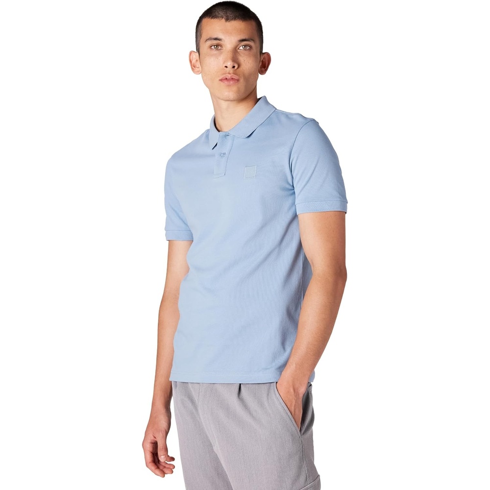 image:imageBOSS Mens Square Patch Logo Slim Fit Pique Polo ShirtColony Blue