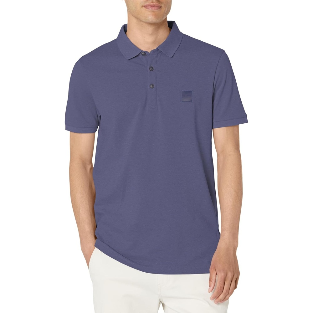 image:imageBOSS Mens Square Patch Logo Slim Fit Pique Polo ShirtDeep Sea Blue